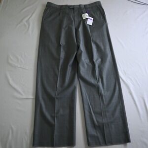 NEW Earvin Magic Johnson 42 Gray Windowpane Italy Super 140s Wool Dress Pants
